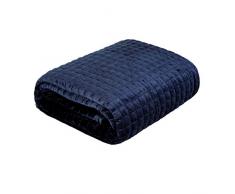Eurofirany Bettüberwurf Velvet Samt Tagesdecke Gesteppte Decke Überwurf Steppdecke Elegant Edel Glamour Schlafzimmer Wohnzimmer Gästezimmer Lounge, Marineblau, 220X240cm