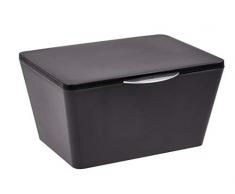 Wenko Aufbewahrungsbox mit Deckel Brasil, Aufbewahrungskorb für das Badezimmer, Badkorb aus bruchsicherem Kunststoff, 19 x 10 x 15,5 cm, schwarz