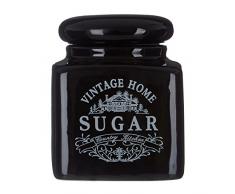 Premier Housewares Vintage Home Quadratische Zuckerdose, schwarz, Keramik, 11x11x14