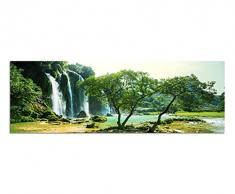 Panoramabild auf Leinwand und Keilrahmen 150x50cm Vietnam BÃ¤ume Wald Wasserfall Natur