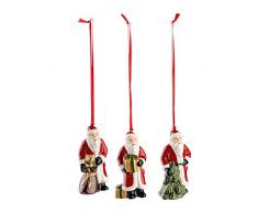 Villeroy & Boch Nostalgic Ornaments Baumschmuck Santa, 3er Set, Porzellan, Rot