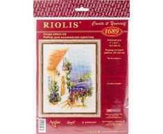Riolis Provenienz Kreuzstich-Set Provence Straße, Baumwolle, Mehrfarbig, 18 x 24 x 0.1 cm
