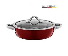 Silit Vitaliano Rosso Servier-Schmorpfanne 28 cm, Bräter mit Glasdeckel, Schmortopf 4,1l, Silargan Funktionskeramik, hoher Rand, Induktion, dunkelrot