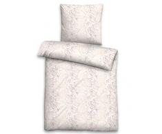 biberna 0085123 Edelflanell Bettwäsche Garnitur mit Kopfkissenbezug mit Paspel (Baumwolle) 1x 135x200 cm + 1x 80x80 cm, frappé