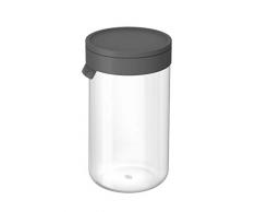 alfi 2465.218.125 Vorratsglas mit Deckel, Borosilikat-Glas M Space Grau 1,25 l, Spülmaschinenfest