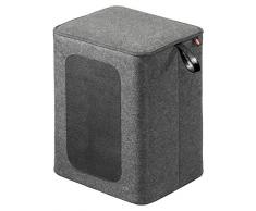 Hailo 4261-001 Q Sitzhocker, filz grau / echtleder schwarz