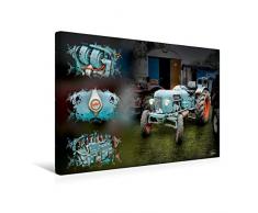 Premium Textil-Leinwand 45 x 30 cm Quer-Format Oldtimer Traktor Eicher | Wandbild, HD-Bild auf Keilrahmen, Fertigbild auf hochwertigem Vlies, Leinwanddruck von Peter Roder