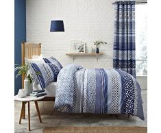 Catherine Lansfield Santorini Bettwäsche, 100% Baumwolle, Blau, Doppelbett, 1 x 260 x 280 cm, 3 Einheiten