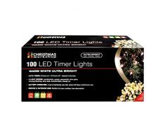 The Benross Christmas Workshop Lichtdeko mit Zeitschaltuhr, 100 LEDs, batteriebetrieben, durchsichtig