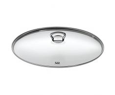 Silit Glasdeckel 36 cm mit Metallgriff, oval, Deckel für Silargan Bräter, hitzebeständiges Glas, spülmaschinengeeignet