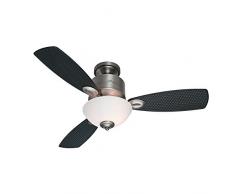 Hunter Fan Deckenventilator Kohala Bay - Flügel Schwarz - mit Leuchte, Stahl, E27, 60 W, zinn antik, 122 x 122 x 47.57 cm