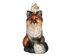 Old World Christbaumschmuck: Wildtiere aus Glas geblasen Ornamente für Weihnachtsbaum Fuchs Rot, Weiß, Schwarz