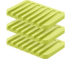 Anwenk Seifenschale Wasserfall Seife Saver Seifenschale Seifenhalter Abtropfständer für Dusche/Badezimmer/Küche/Counter Top, Keep Seife Bars Dry & Clean, einfache Reinigung, flexiblen Silikon - (3 Stück) grün