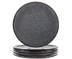 Leonardo Teller Matera 6-er Set, 27 cm, 6 Keramik Teller, spülmaschinengeeignet, mit Glasur anthrazit, 018565