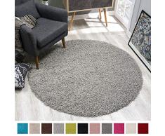 SANAT Teppich Rund - Hellgrau Hochflor, Langflor Modern Teppiche fürs Wohnzimmer, Schlafzimmer, Esszimmer oder Kinderzimmer, Größe: 120x120 cm
