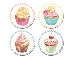 CREATIVE TOPS Retro Treats Untersetzer mit Unterseite aus Kork, rund, 4 Stück