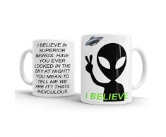 Gift Original Alien I Believe Tasse für Büro, UFO, Kaffee, Teetasse, Geburtstagsgeschenk