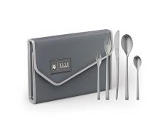 WMF Elle Deco Besteckset 6 Personen, 30 teilig, Monobloc-Messer, mit Clutch-Aufbewahrung, Cromargan protect mattiert