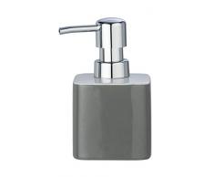WENKO Seifenspender Elmo - Flüssigseifen-Spender, Spülmittel-Spender Fassungsvermögen: 0,27 l, Keramik, 7,5 x 13 x 8,5 cm, grau