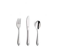 Amefa FOOTIE Besteck-Set, für Kinder ab 3 Jahren, rostfrei, poliert & spülmaschinenfest, im Geschenketui, 18/10 Edelstahl, Silber, 3-teilig