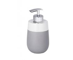 Wenko Seifenspender Malta, nachfüllbarer Seifendosierer für Flüssigseife und Lotion aus hochwertiger Keramik, 7,5 x 15 x 8 cm, Füllmenge 290 ml, grau/weiß