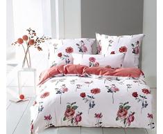 Sternenzelt Magarethe Bettwäsche, Baumwolle, Weiss/rot, 220 x 155 cm, 2-Einheiten