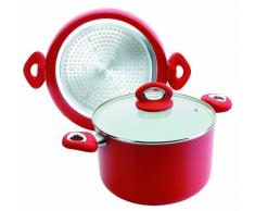 IBILI Kochtopf Vital mit Deckel 20 cm, Aluminium, weiß/rot/transparent, 2-Einheiten