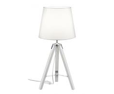Reality Leuchten R50991001 Tripod A++ to E, Tischleuchte, E27, Stoffschirm Weiß, 26 x 26 x 57.5 cm