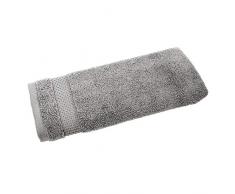 iDesign Händehandtuch, kleines Handtuch mit gewebter Verzierung aus Baumwolle, weiches und saugfähiges Gästehandtuch mit Aufhänger für Waschbecken und Gäste-WC, grau