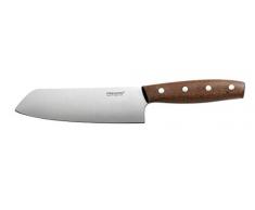 Fiskars Santoku-Messer, Gesamtlänge: 28 cm, Qualitätsstahl/Holz, Braun, Norr, 1016474