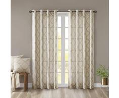 Madison Park Saratoga Ösenvorhang, mit Laubsägeaufdruck, für Wohnzimmer/Schlafzimmer Fensterplatte 50x63 beige