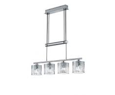 Trio Leuchten Jojo Pendelleuchte Garda, 305400489 Nickel matt, E14, Stoffschirm Silberfarbig, 13.5 x 77 x 150cm