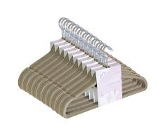 JVL Kleiderbügel, dünn, samtige Oberfläche, platzsparend, rutschfest, Farbe: Beige, beige, 50 Stück