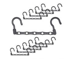 Relaxdays, schwarz Raumsparbügel 10er Set, 360° drehbare Haken, Garderobenbügel, Hakenorganizer für 5 Kleiderbügel, PP, Standard