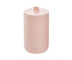 iDesign Behälter mit Deckel, runder Kunststoffbehälter für Kosmetik und Schminke, Wattestäbchen- und Wattepadspender für das Badezimmer, rosa