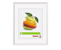 Hama Bilderrahmen Sevilla, 24 x 30 cm mit Papier-Passepartout 15 x 20 cm, hochwertiges Glas, Kunststoff Rahmen, zum Aufhängen, weiß