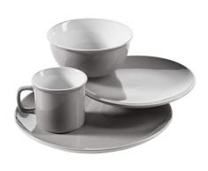 MÄSER 931443 Serie Maila Vintage Geschirr Service aus Keramik, Kombiservice für 1 Person, modernes Geschirrset im Retro-Look, Steinzeug, Single-Set grau