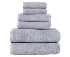 Lavish Home Zero Twist Handtuch-Set, 100% ägyptische Baumwolle, 6-teilig Silber