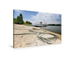 Premium Textil-Leinwand 90 x 60 cm Quer-Format FÃ¤hre von Langst-Kierst nach Kaiserswerth, Michaela II | Wandbild, HD-Bild auf Keilrahmen, Fertigbild auf hochwertigem Vlies, Leinwanddruck von Bettina Hackstein