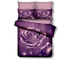 DecoKing 00946 Bettwäsche 135x200 cm mit 1 Kissenbezug 80x80 lila 3D Microfaser Bettbezug Rosa Blumenmuster violett Pflaume Meredith