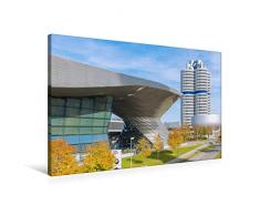 Premium Textil-Leinwand 90 x 60 cm Quer-Format München, BMW-Welt, BMW-Hochhaus, BMW Museum | Wandbild, HD-Bild auf Keilrahmen, Fertigbild auf hochwertigem Vlies, Leinwanddruck von Hanna Wagner