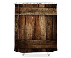LIGHTINHOME Lightinnhome brauner Duschvorhang aus Holz mit Holzbrett, rustikal, Vintage, Retro, Landhaus-Stoff, wasserdicht, für Badezimmer, Heimdekoration, 12er-Pack, 182,9 x 182,9 cm