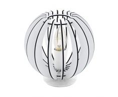 EGLO Holz Tischlampe Cossano, 1 flammige moderne Tischleuchte, Nachttischleuchte aus Holz und Stahl, Farbe: Weiß, Fassung: E14, inkl. Schalter