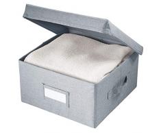 iDesign Codi Aufbewahrungsbox mit Deckel, kleine Ordnungsbox aus Polyester, grau