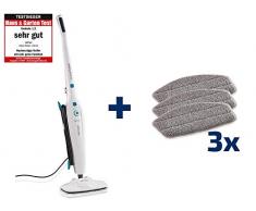 Leifheit Dampfreiniger CleanTenso inkl. 3 Ersatzpads, heißer Wasserdampf gegen Bakterien, Dampfmop mit kurzer Aufheizzeit für Fliesen, Holzböden und Teppiche, Dampfbesen mit Dampfregulierung