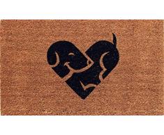Premium kokos Fußmatte | Kokosnussmatte mit rutschfestem PVC | Fußwischer für den Eingangsbereich | für den Außen- und Innenbereich | 45 x 75 cm | Puppy Love