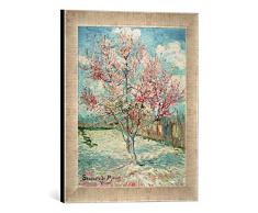 Gerahmtes Bild von Vincent Van Gogh Blühender Pfirsichbaum, Kunstdruck im hochwertigen handgefertigten Bilder-Rahmen, 30x40 cm, Silber Raya