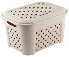 Tontarelli Arianna Wäschekorb mit Deckel, Kunststoff, Beige