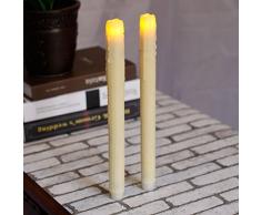 Home Impressions simplux DFL Waben-tropfte Flammenlose Echtwachs Taper Kerze (2 Stück), elfenbeinfarben, elfenbeinfarben, 30,5 cm