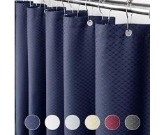 Eforcurtain Duschvorhang, rustikal, Waffelmuster, wasserdicht, schimmelfrei, Polyester-Mischgewebe, Stone Blue, 72Wx86L
